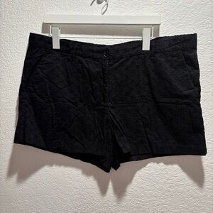 GAP Black Eyelet Cotton-Blend Shorts 16